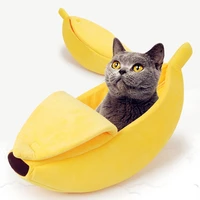 spring banana shape pet dog cat bed house mat durable kennel doggy puppy cushion basket warm portable dog cat supplies smlxl
