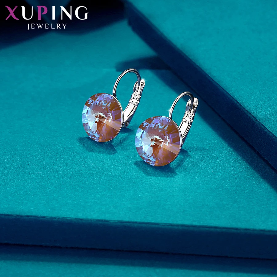 Xuping простой дизайн обручи серьги Модные Кристаллы от Swarovski Специальный стиль для девочек ювелирные изделия подарок S143/S142.2-97326/206