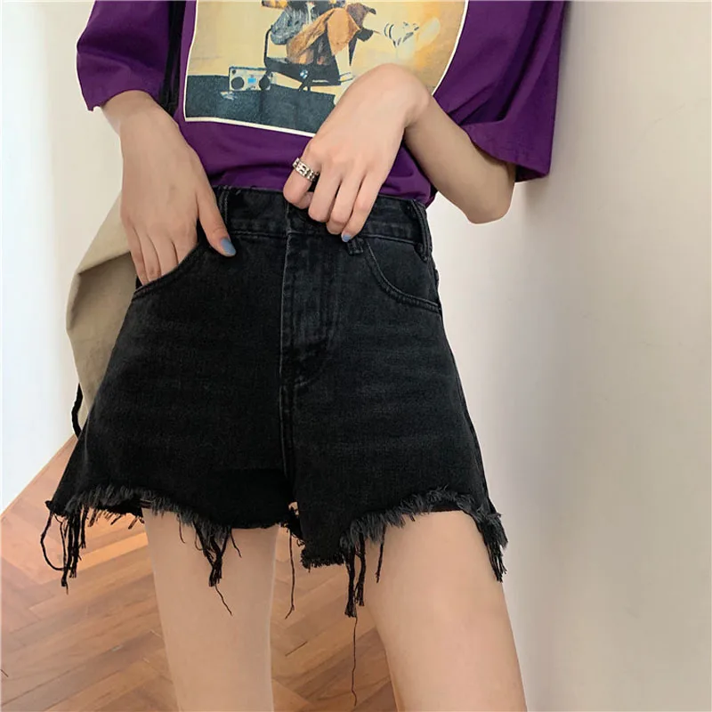 

High Waisted Ripped Denim Shorts Women Summer Classic Casual Short Jeans Chic Loose Wide Leg Woman Shorts
