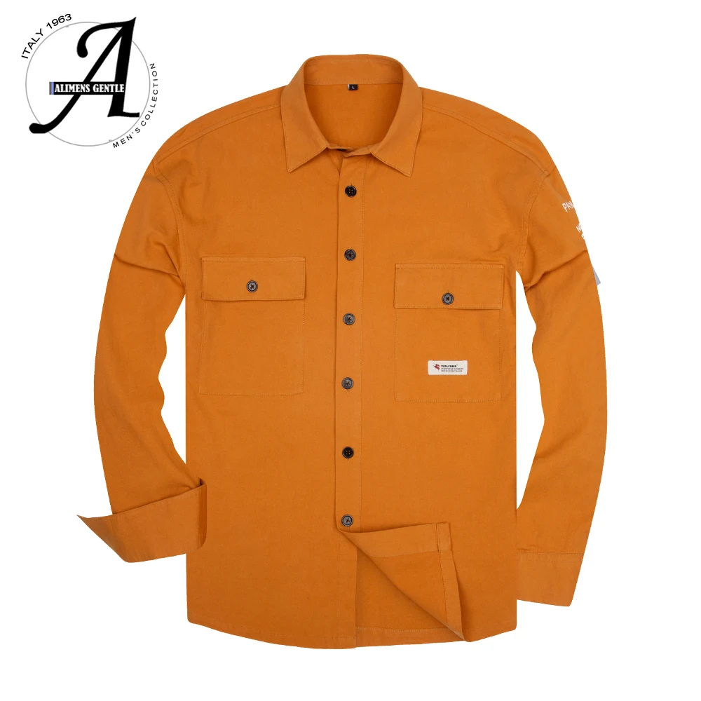 Повседневные рубашки в стиле сафари 100% хлопок мужские рабочие Рубашки с длинным