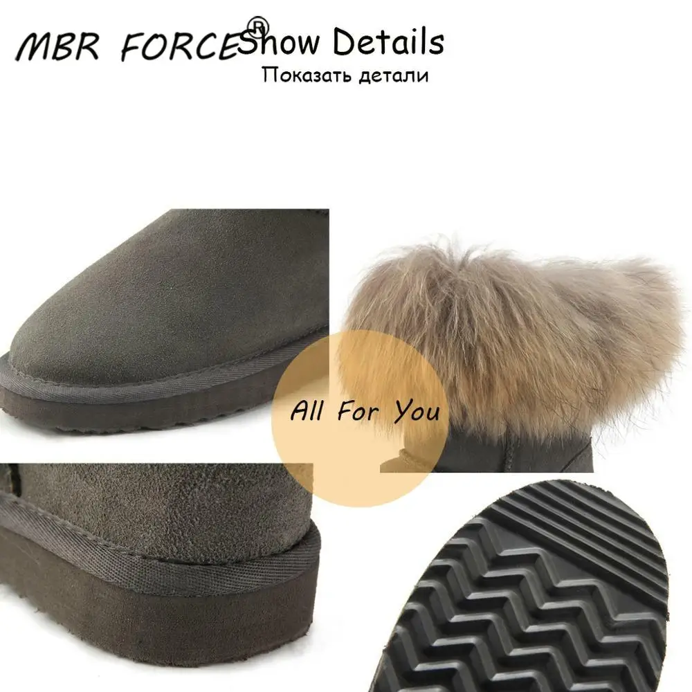 MBR FORCE женские зимние сапоги из натурального Лисьего меха теплые длинные