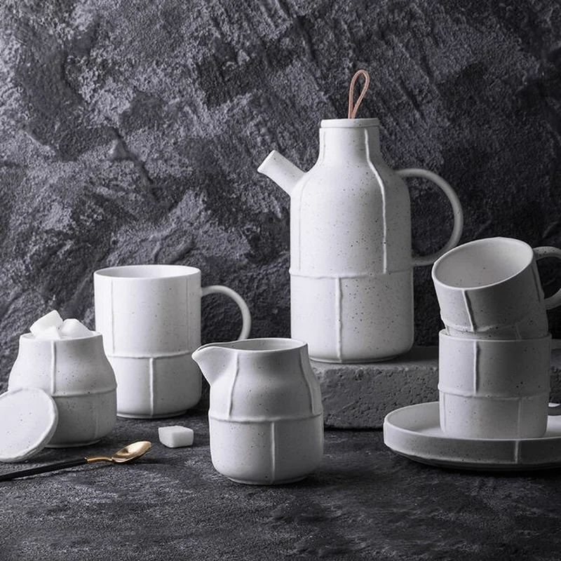 Простой керамический чайник бутылка для холодной воды ретро белый набор