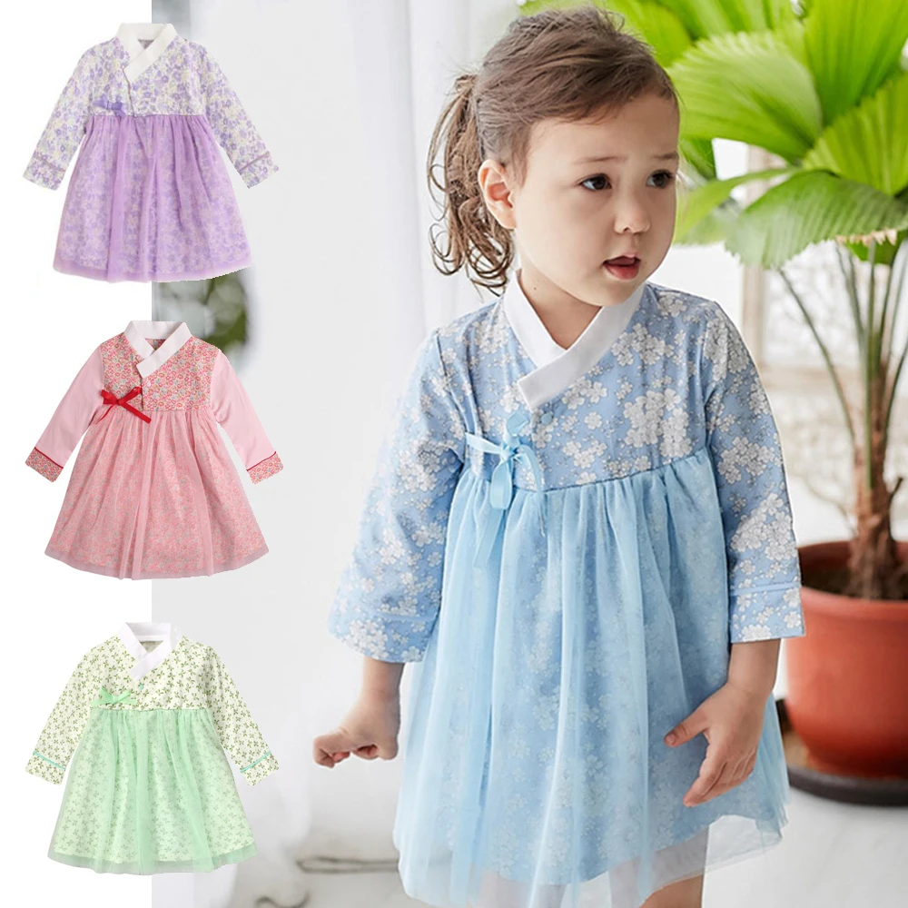 Детское традиционное платье Hanbok для девочек в Корейском стиле милое детвечерние