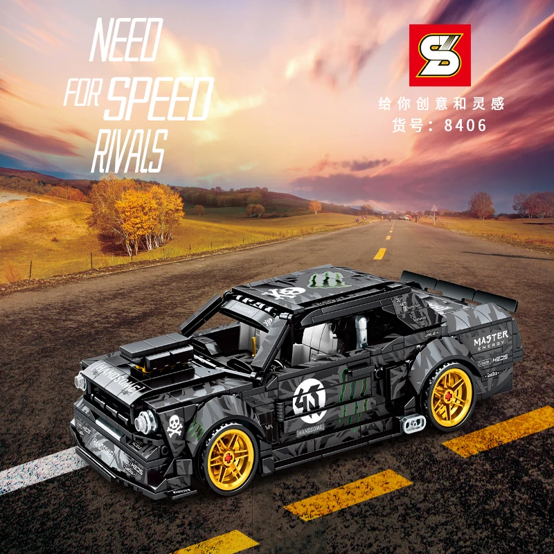 

8406 Fast And Furiouss Mustanged Pull Back High-Tech Car Building Blocks Speed Racing Bricks Model Sets Toys Christmas Gifts