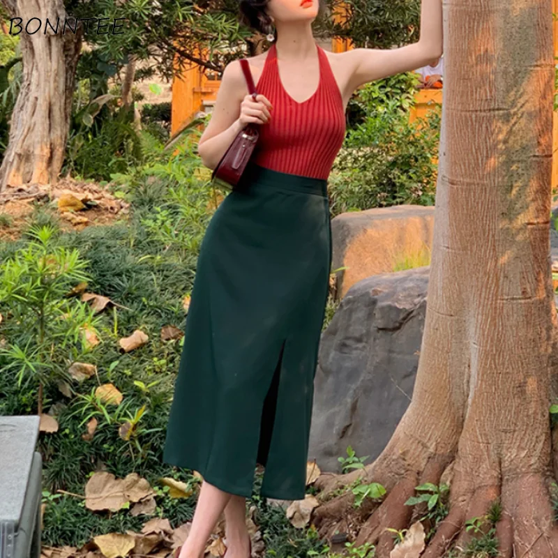 

Sexy Skirts Women Side-slit Casual Classy Summer Clothes Elegant Korean Stylish New All-match Retro Port Style Streetwear Chic