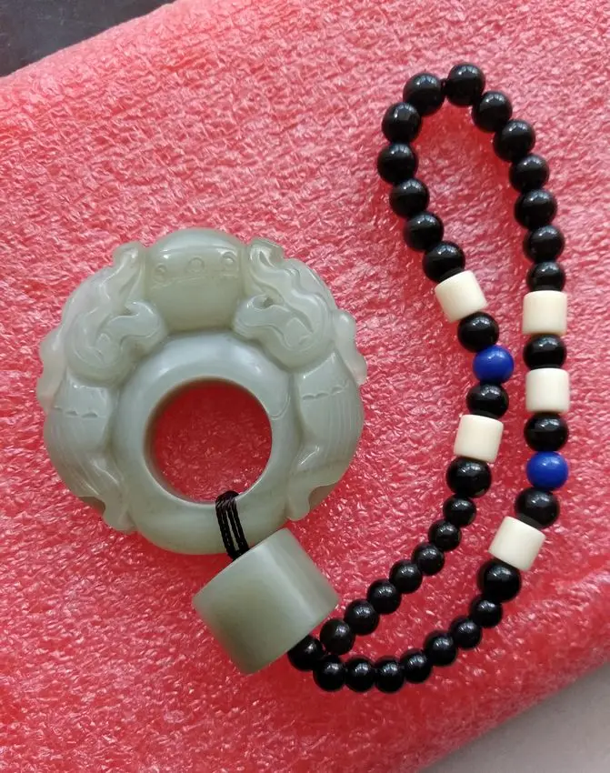 Ручной серый нефритовый амулет для собак украшения талисман счастливого зверя |