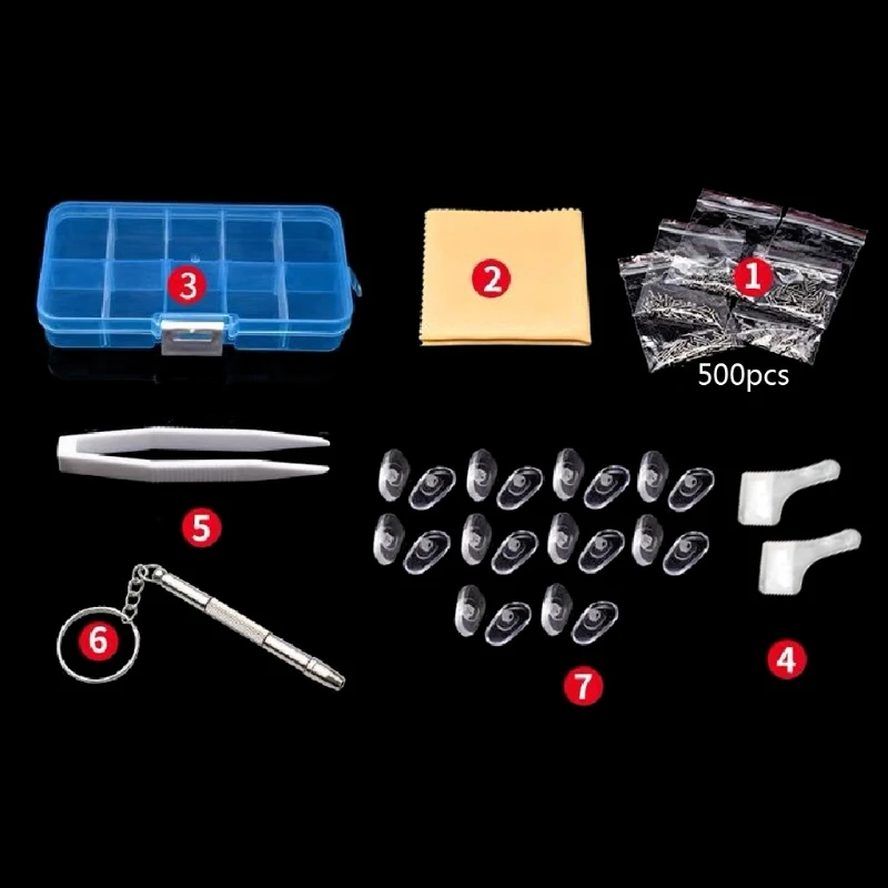 

Glasses Sunglasses Eye Glass Repair Kit Screws Nuts Pads Optical Tool Set 649C