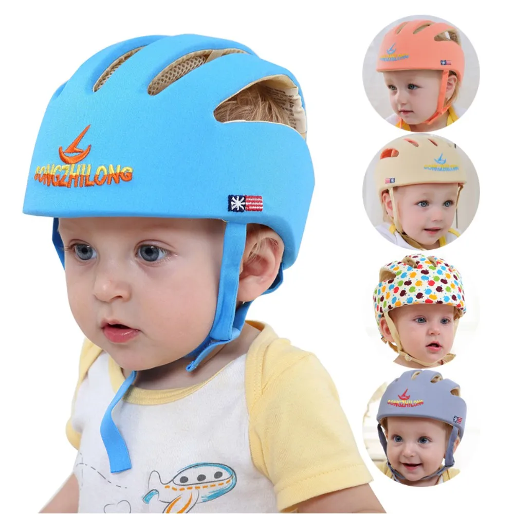 

Регулируемая Защитная шапка для детей, хлопковая сетчатая шляпа для ползания, обучения ходьбе