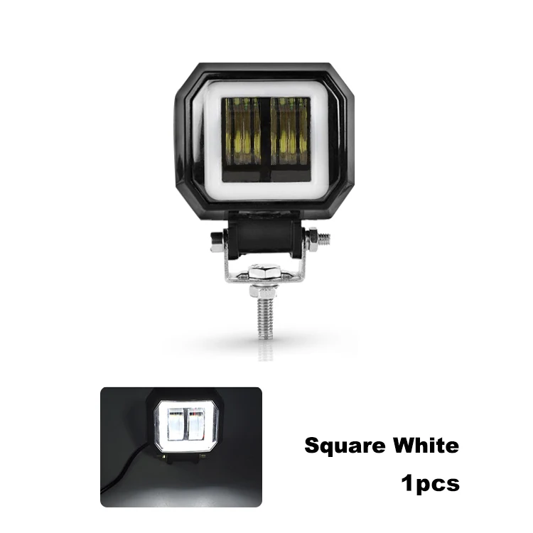 1pcs square white Nlpearl 3 дюйма Круглый СВЕТОДИОДНЫЙ противотуманные фары для авто 4 × 4 SUV 20 Вт Автомобильный свет с светодиодный ангельские глазки для внедорожника грузовика трактора точечный луч 9-32 в - Цвет: 1pcs square white