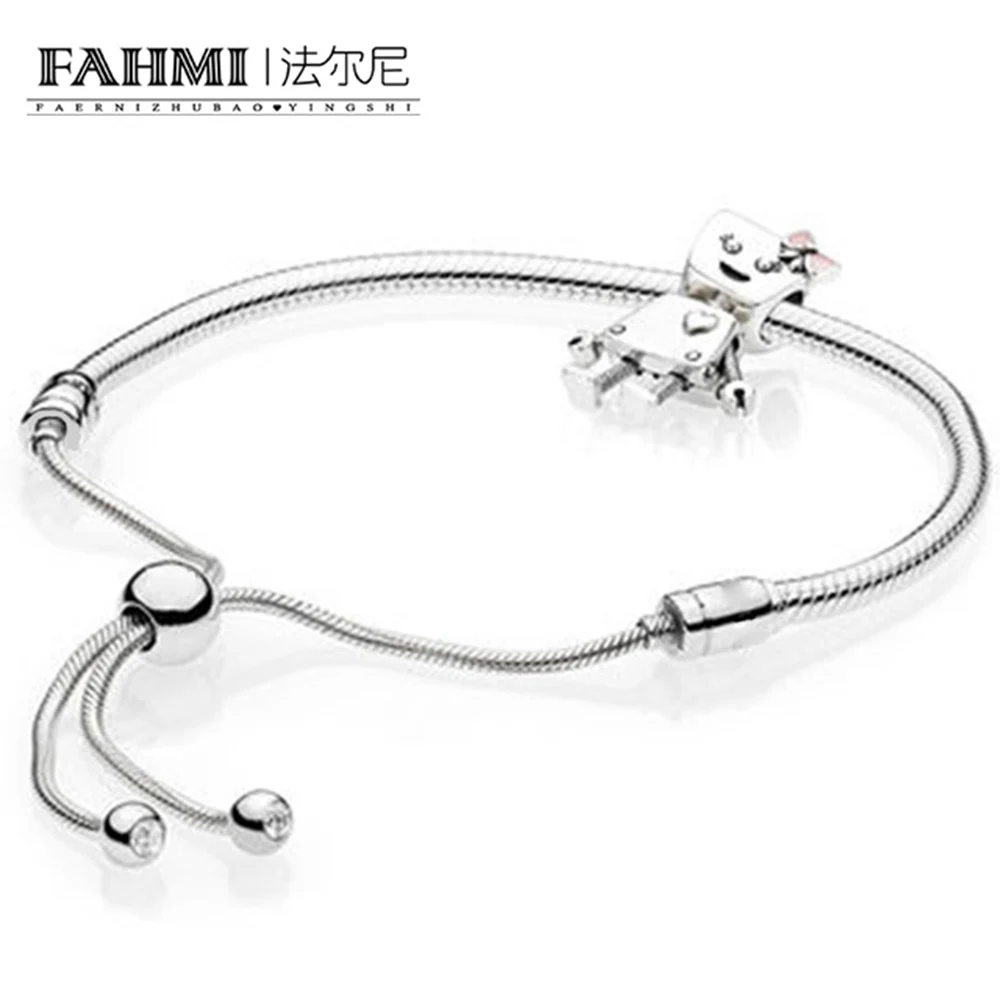 

2020 100% Sterling Silver Brand New 1:1 Passion Charm Robot Bracelet Set