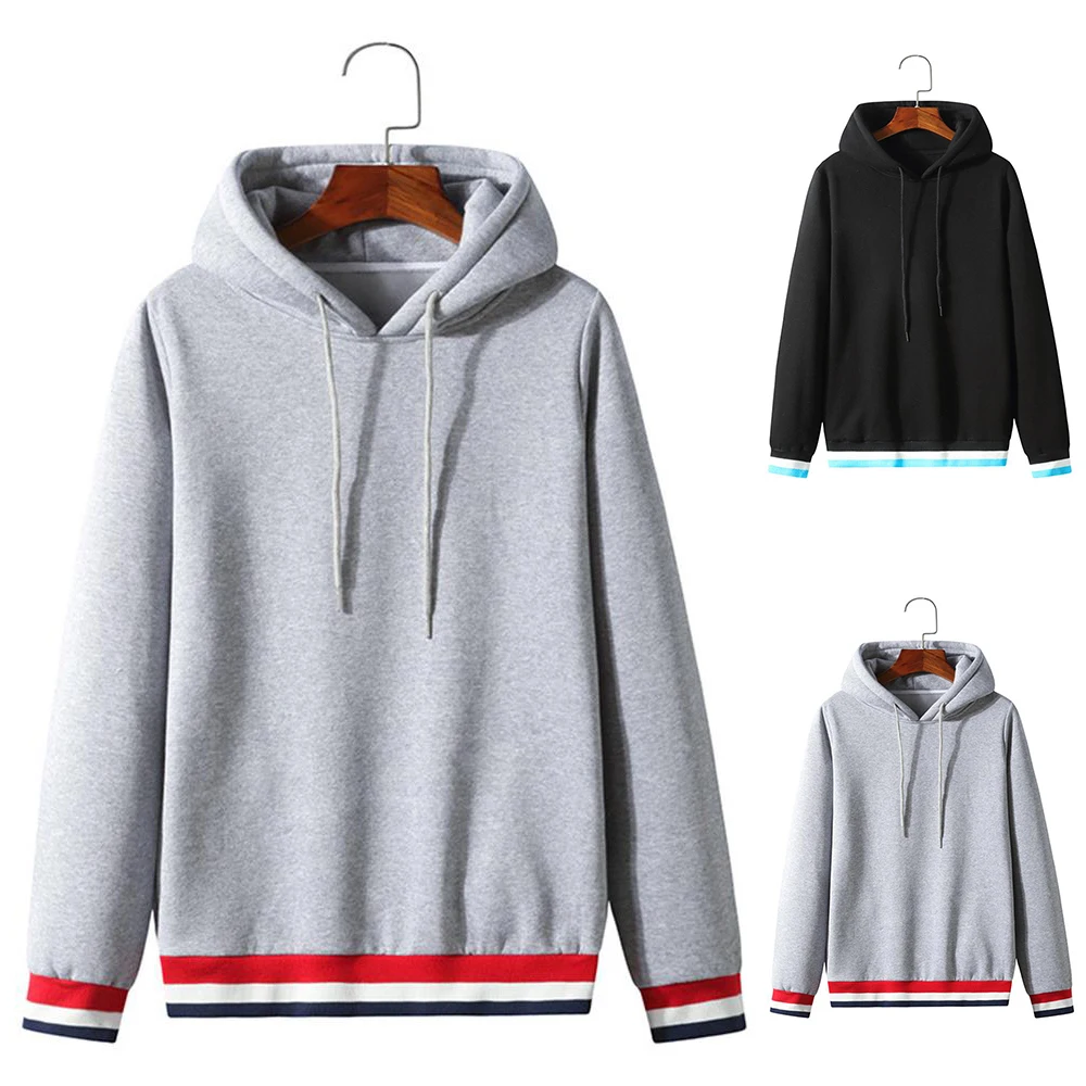 

Autumn Winter Warm Hoodie Men Color Block Long Sleeve Hooded Hoodies Sweatshirt Sport Pullover Tops Clothing