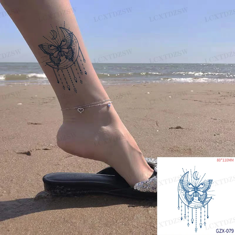 Temporary Butterfly Tattoos Stickers For Little Girls Sleeve Lifelike Sexy Moon Body Art Arm Fake Tattoo Edges Sticker Decals