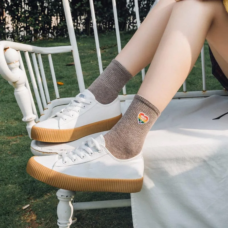 Радужные носки с вышивкой и надписью только у сердца забавные Цвет Серебряный