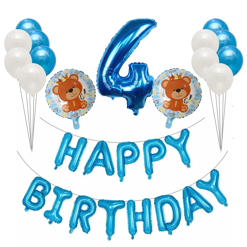 16 шт./лот плюшевый медведь воздушный шарик из фольги в форме мультфильма