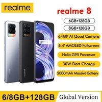 realme 8 rmx3085 smartphone 6 44 inch amoled display 64mp quad camera helio g95 5000mah battery 30w charge 8gb 128gb slim phone