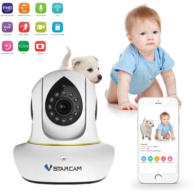 IP камера видеонаблюдения Vstarcam 1080 МП Full HD 128 P слот для TF карты|Камеры