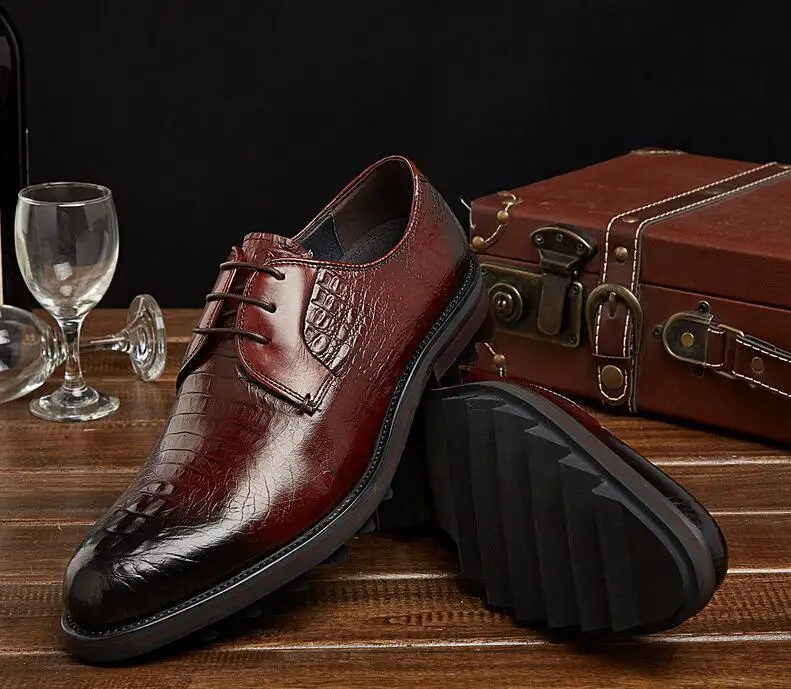 Качественные Мужские модельные туфли из крокодиловой кожи роскошные мужские