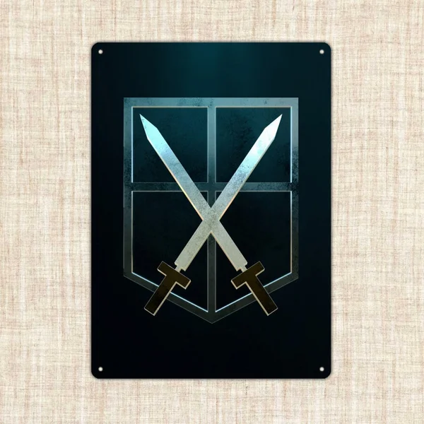 

Metal Wall Art Anime Emblem Training Corps Attack on Titan Emblem Metal Poster Metal Print Tin Sign