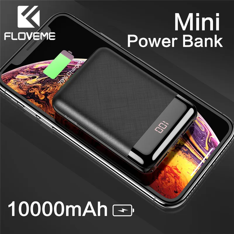 

New FLOVEME Power Bank 10000mAh Mini Portable LED Digital Display Dual USB Ports Powerbank External Mobile Battery For iPhone