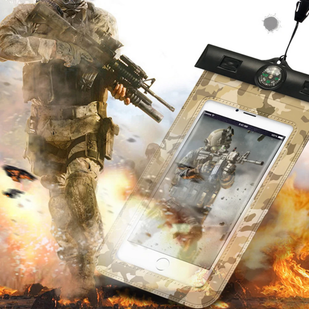 

Universal Waterproof Case Phone Pouch Dry Bag Suitable For Mobile Phone Below 6 Inches IPX8 Camouflage Cellphone Pouch 1PCS