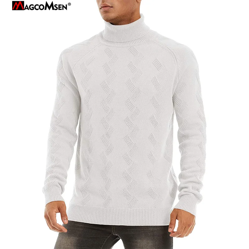 MAGCOMSEN Men's Sweaters Heavyweight Long Sleeve Pullover Knitted Turtleneck Casual Sweatshirt | Мужская одежда