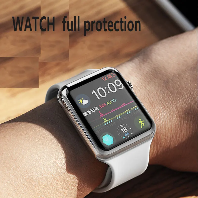 Мягкий 360 Тонкий чехол для часов Apple Watch, чехол 4, 3, 2, 1, 42 мм, 38 мм, мягкий прозрачный ТПУ защитный экран для iWatch 4, 3, 44 мм, 40 мм