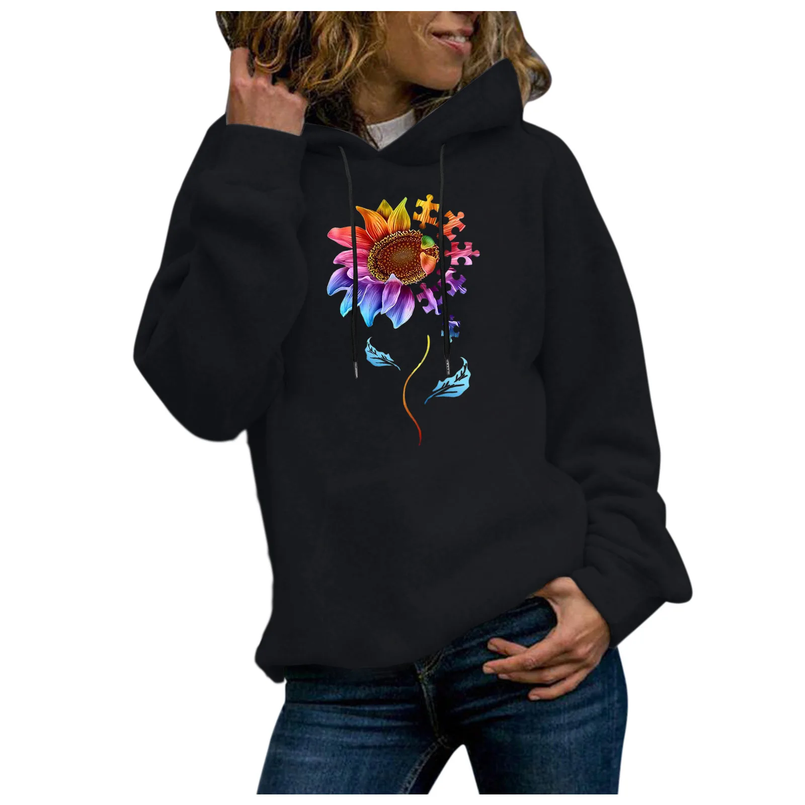 59# Sweatshirts 2021 Print Womens Long Sleeve Hoody Jumper Pullover Top Blouse Women's Sweatshirt Poleron Sudadera Con Capucha