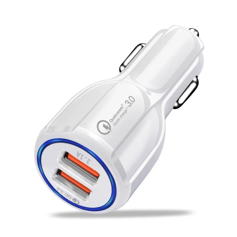 

Автомобильное зарядное устройство, 30 Вт, быстрая зарядка 3,0, двойной USB-адаптер, автомобильное зарядное устройство для iphone, samsung, миниатюрное ...