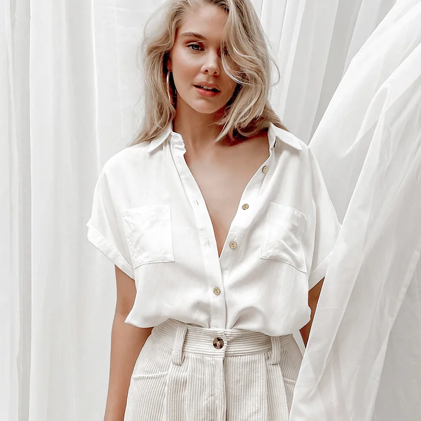

Женская блузка без рукавов, простая Свободная Повседневная тонкая рубашка с отложным воротником и прямоугольным плечом, лето 2021