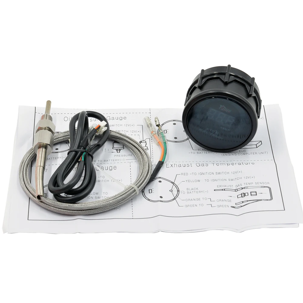 Дракон 52 мм Digital 20 светодиодный авто выхлопных газов Температура манометр и вольт