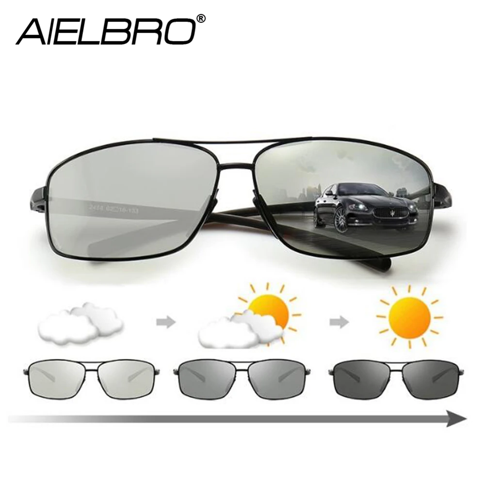 AIELBRO поляризованные фотохромные Солнцезащитные очки Мужские зеркальные
