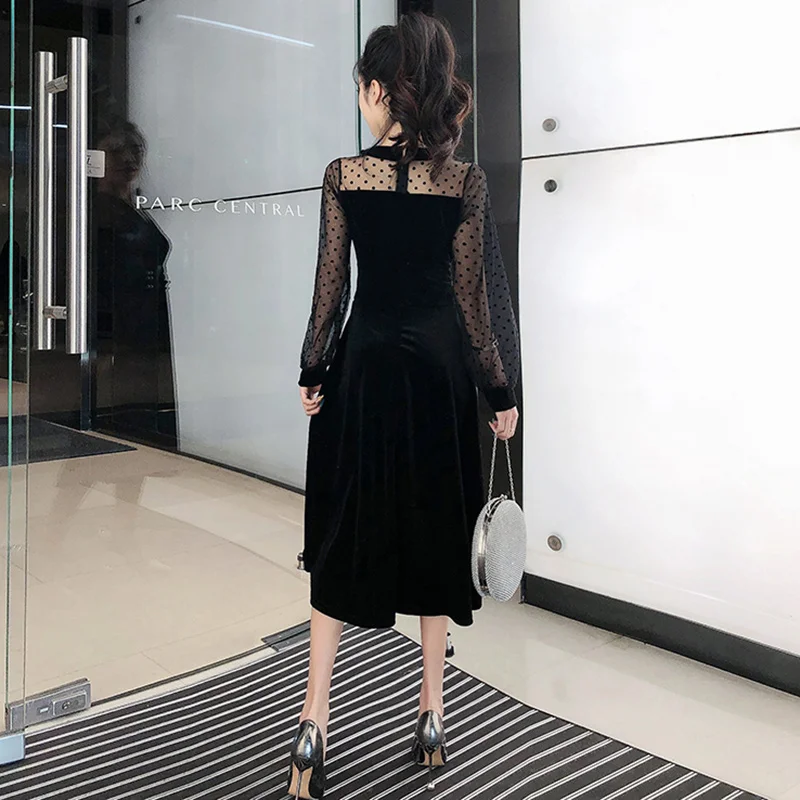 Женское черное длинное платье трапециевидной формы Новое поступление 2020