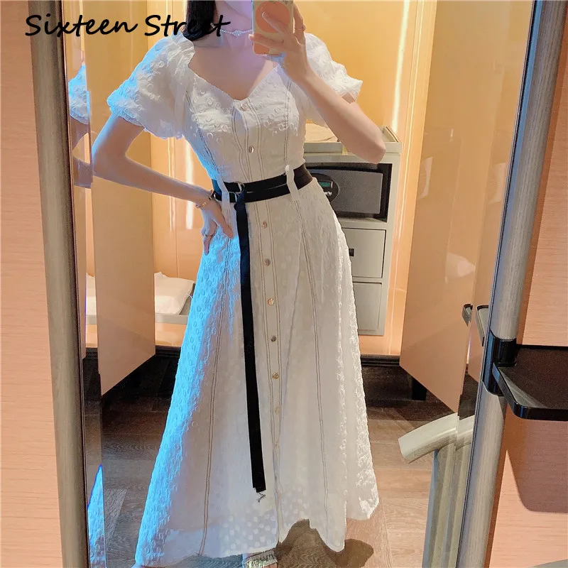 Женское однобортное платье на пуговицах повседневное праздвечерние чное белого