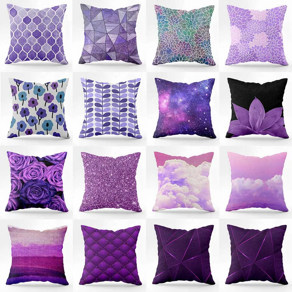 

Purple Pattern Series Pillow Home Office Decoration Pillow Bedroom Sofa Car Cushion Cover