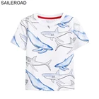 SAILEROAD футболка для мальчиков с принтом акулы, детские топы, футболки, новые летние футболки для малышей, детская одежда с принтом динозавра