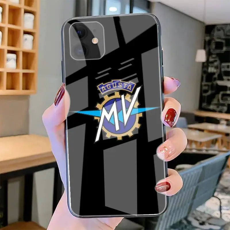 

ZFGHSHYQ Mv Agusta Phone Case Tempered Glass For Iphone6plus 6S 7 7plus 8 X XS XSmax XR 11 12 Pro Max 12mini