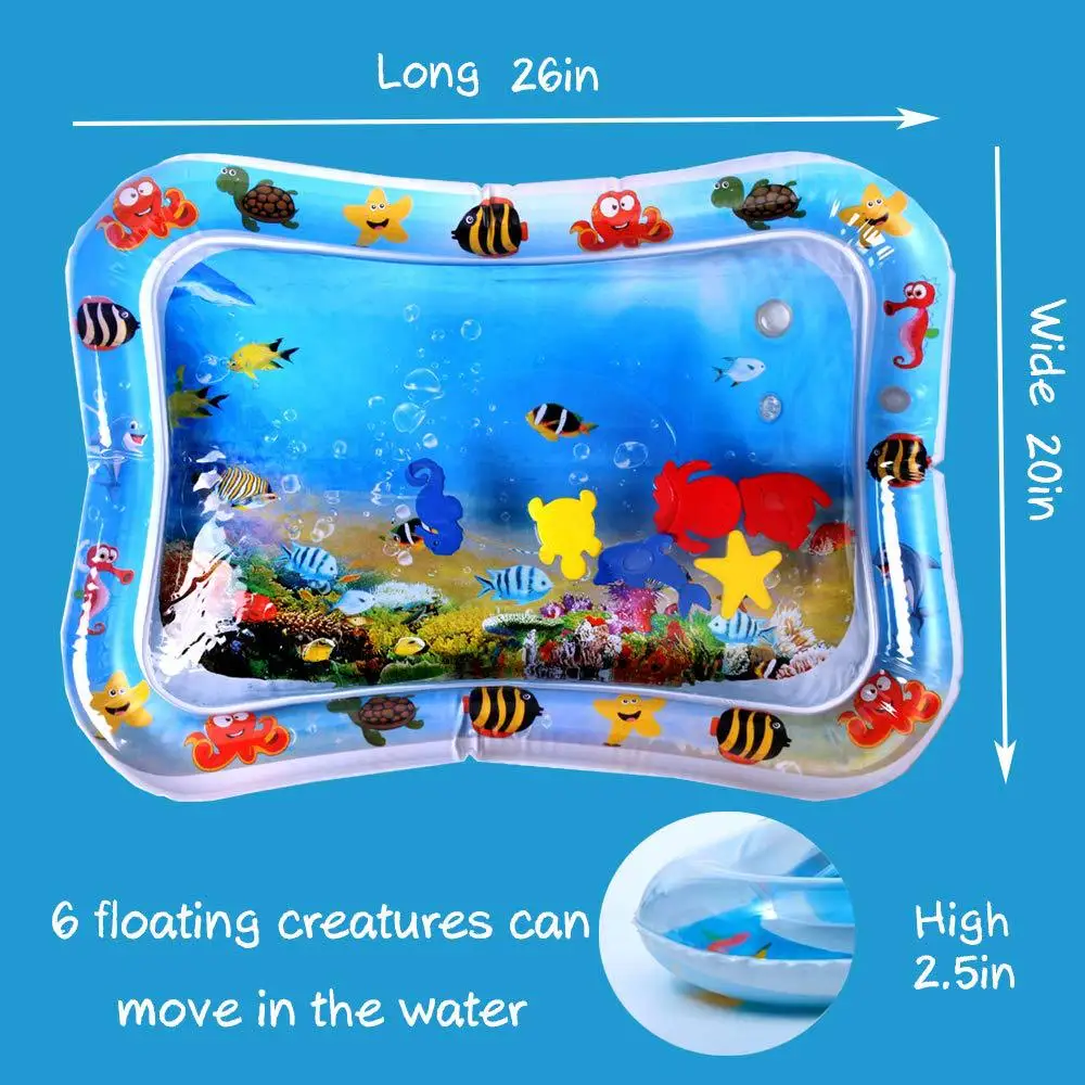 Детский водный игровой коврик для малышей надувной новорожденных с временем