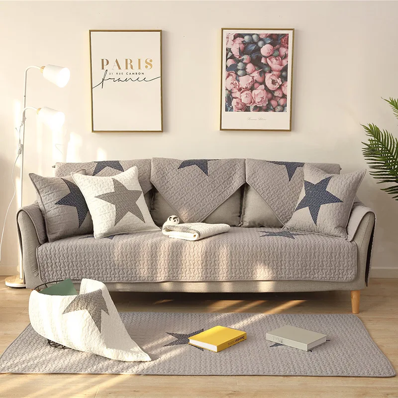 

Living Room Sofa Cover Cotton Couch Cover Jacquard Sofa Cushion Four Seasons Sofa ToweL-shaped Couch Cover Protection Set