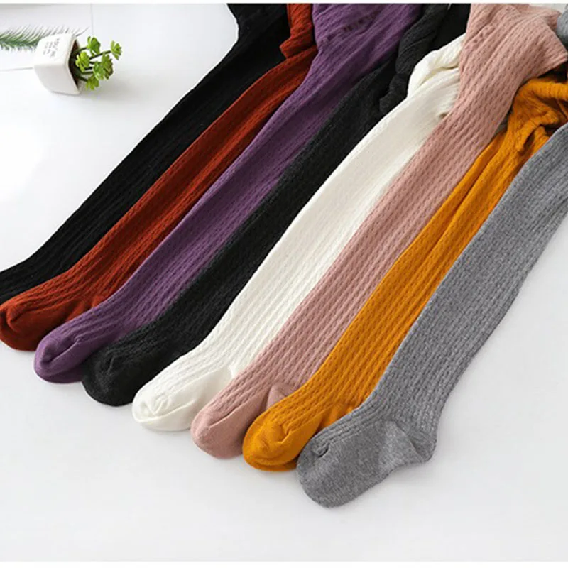 Осенне-зимние детские колготки Лидер продаж чулки в рубчик для маленьких девочек