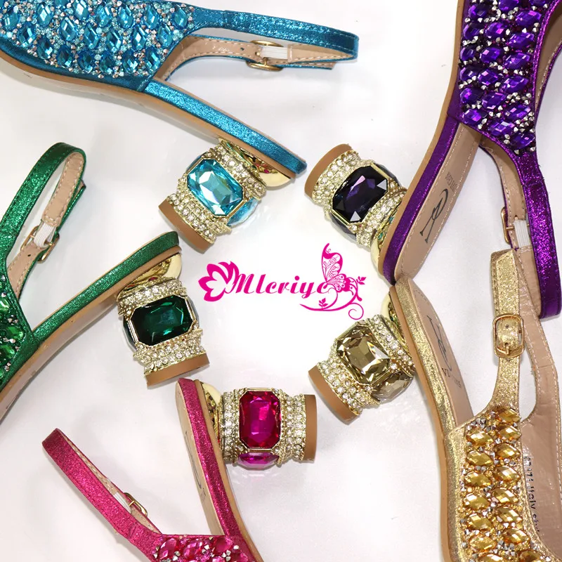 Women Shoes and Bags To Match Set Sale Nigerian Party Shoe Bag Decorated with Rhinestone Ladies Sandals Heels | Обувь