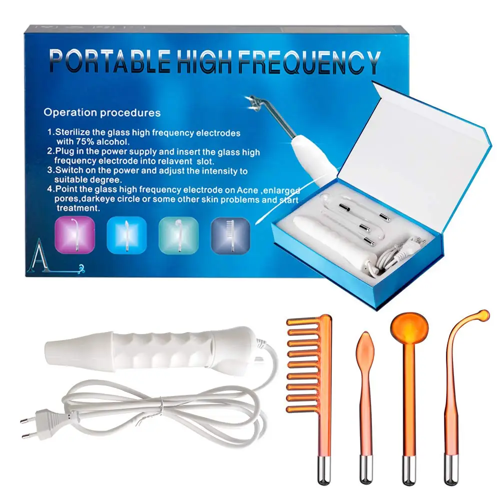 

High Frequency 4 In1 Electrotherapy Wand Glass Tube Facial Machine Spot Acne Remover Facial Skin Care Face Spa Facial Massager