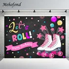 Фон для фотосъемки Mehofond Let's Roll Розовые Коньки Обувь звезды черный день рождения баннер декорация для фотостудии