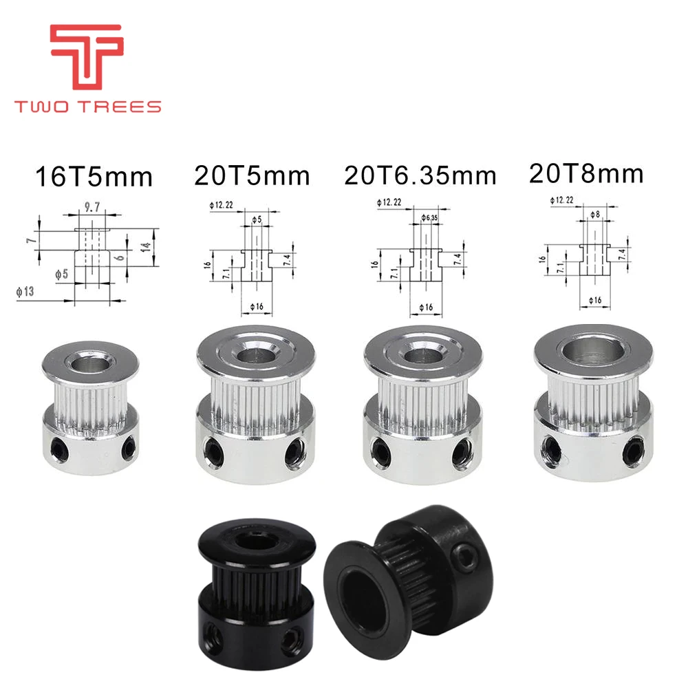 1PCS 3D Printer parts 20 teeth GT2 Timing Pulley Bore 5mm 6.35mm 8mm for Width 6mm GT2 synchronous belt 2GT Belt 20teeth pulley