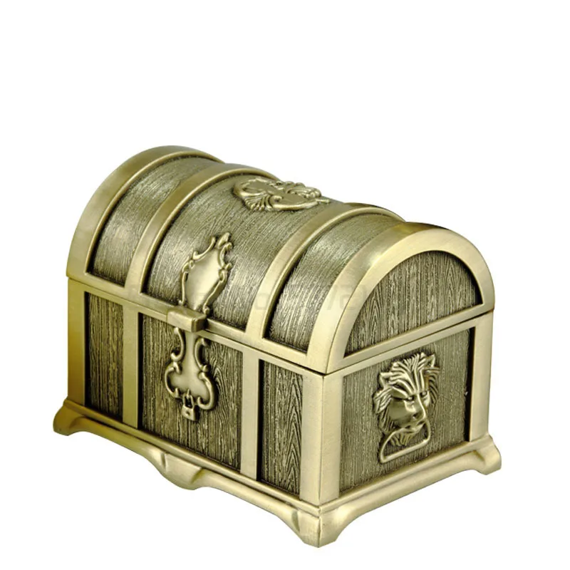 

Antique jewelry box with lock European jewelry box pearl treasure box creative pirate alloy antique treasure box