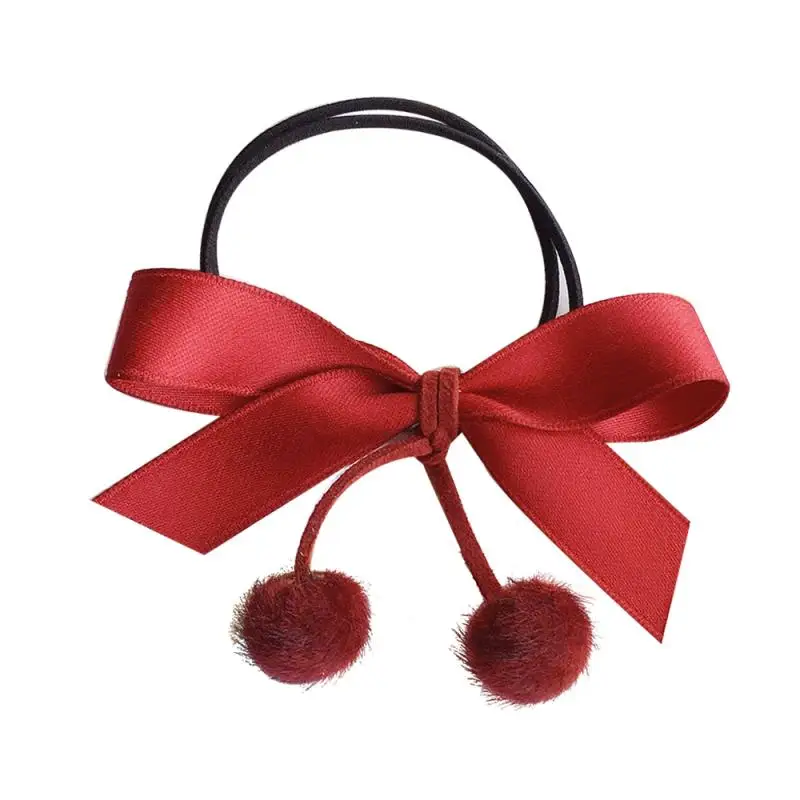 Фланелевая повязка для волос с бантом и помпоном эластичная многослойная