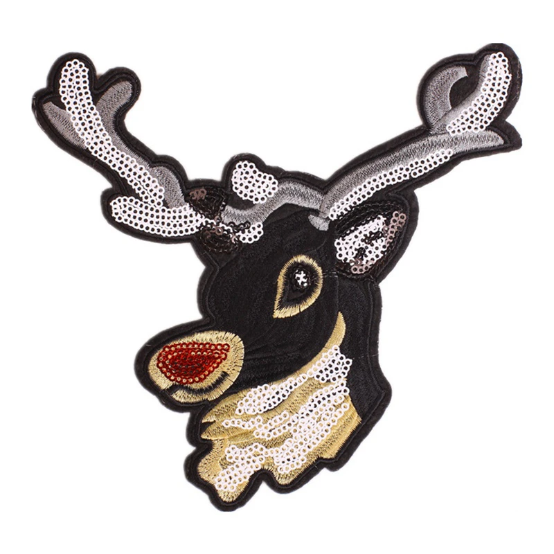 Футболка женская нашивка с блестками вышитые нашивки Рождественский олень deal with