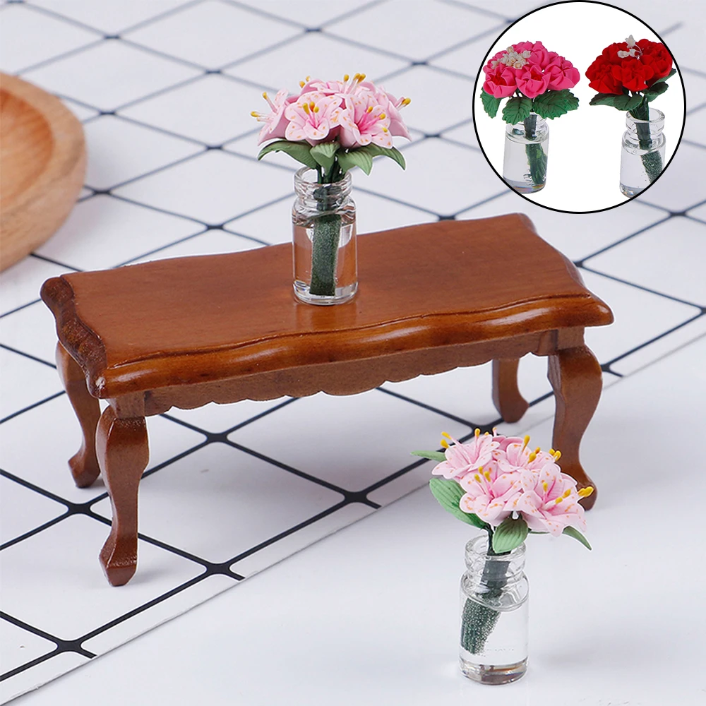 1:12 искусственные растения цветок кукольный домик игрушка стеклянная бутылка