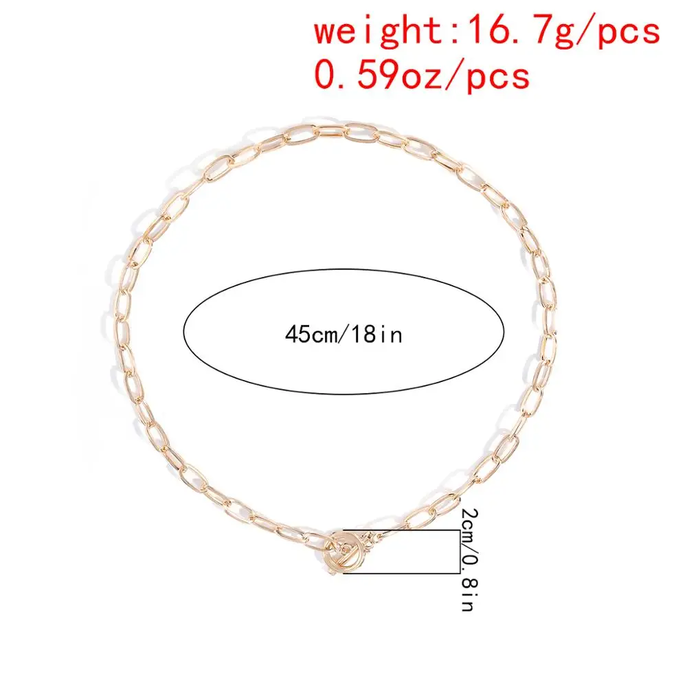 

PuRui Vintage Iron Chain Lasso Pendant Necklace Street Punk Trendy Simple Lariat Clavicle Link Choker Necklace Women Men Jewelry
