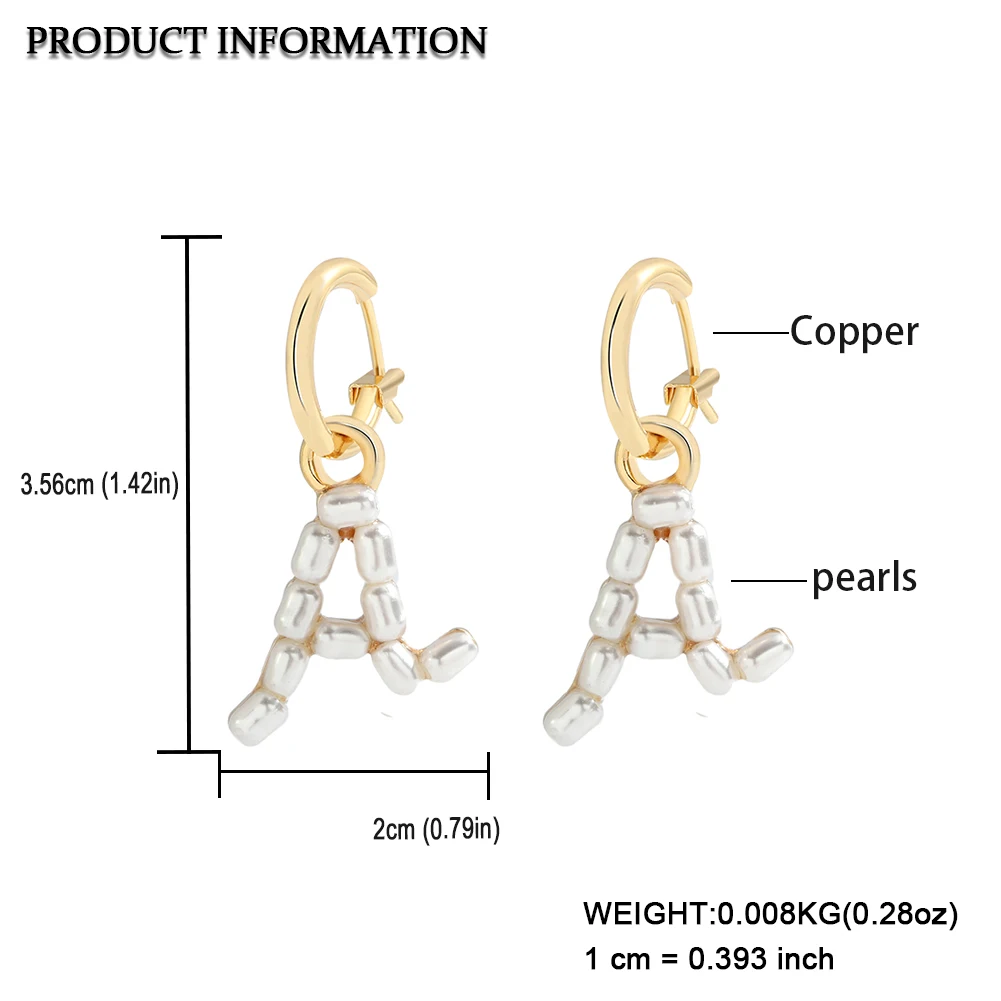 

Vedawas 26 Initial Letters Ins Style Drop Earrings For Women Elegant White Pearl Statement Earring 2020 Trendy Jewelry Wholesale