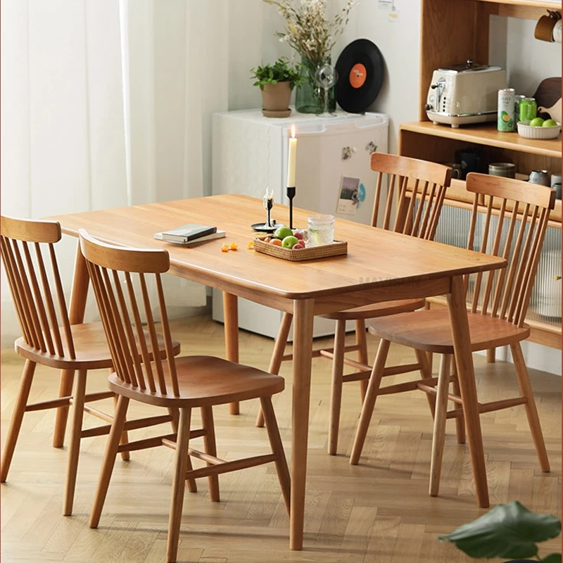 

Бытовой белый дуб, вишня дерево для маленькой квартиры или японский Nordic твердой, выращиваемого на древесном бревне обеденный стол и стул со...